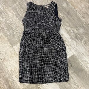 Banana Republic Blue, White, and silver Tweed Midi Dress